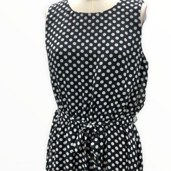 A-List | Navy & White Polka Dot Sleeveless Dress | Sz M - Picture 2 of 10